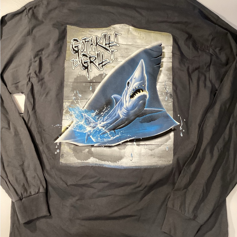NWOT Gotta Kill it to Grill It Ink-Style Long Sleeve Shirt - Charcoal